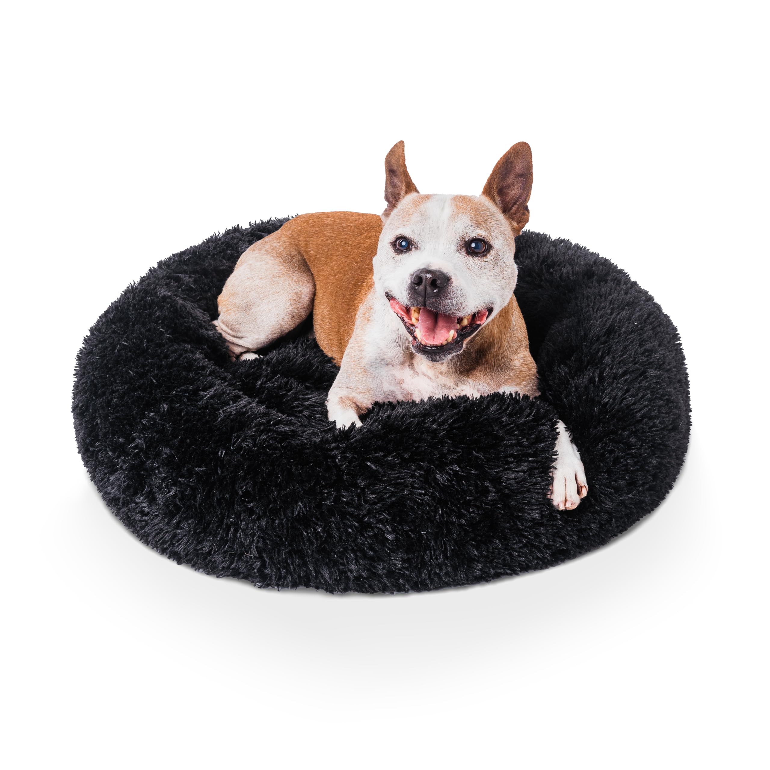 Woof & Whiskers Medium Calming Donut Dog Bed - Black, 60cm
