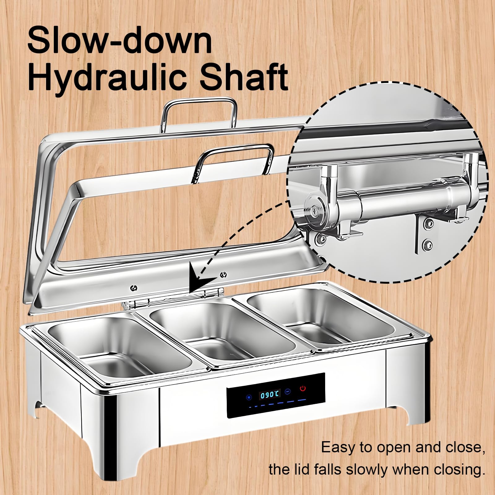 9L Chafing Dish Electrico para Buffet(1/2 Pan) | Acero Inoxidable Calentador de Buffet Electrico Profesional, Calentador de Comida Electrico Buffet Temperatura Regulable