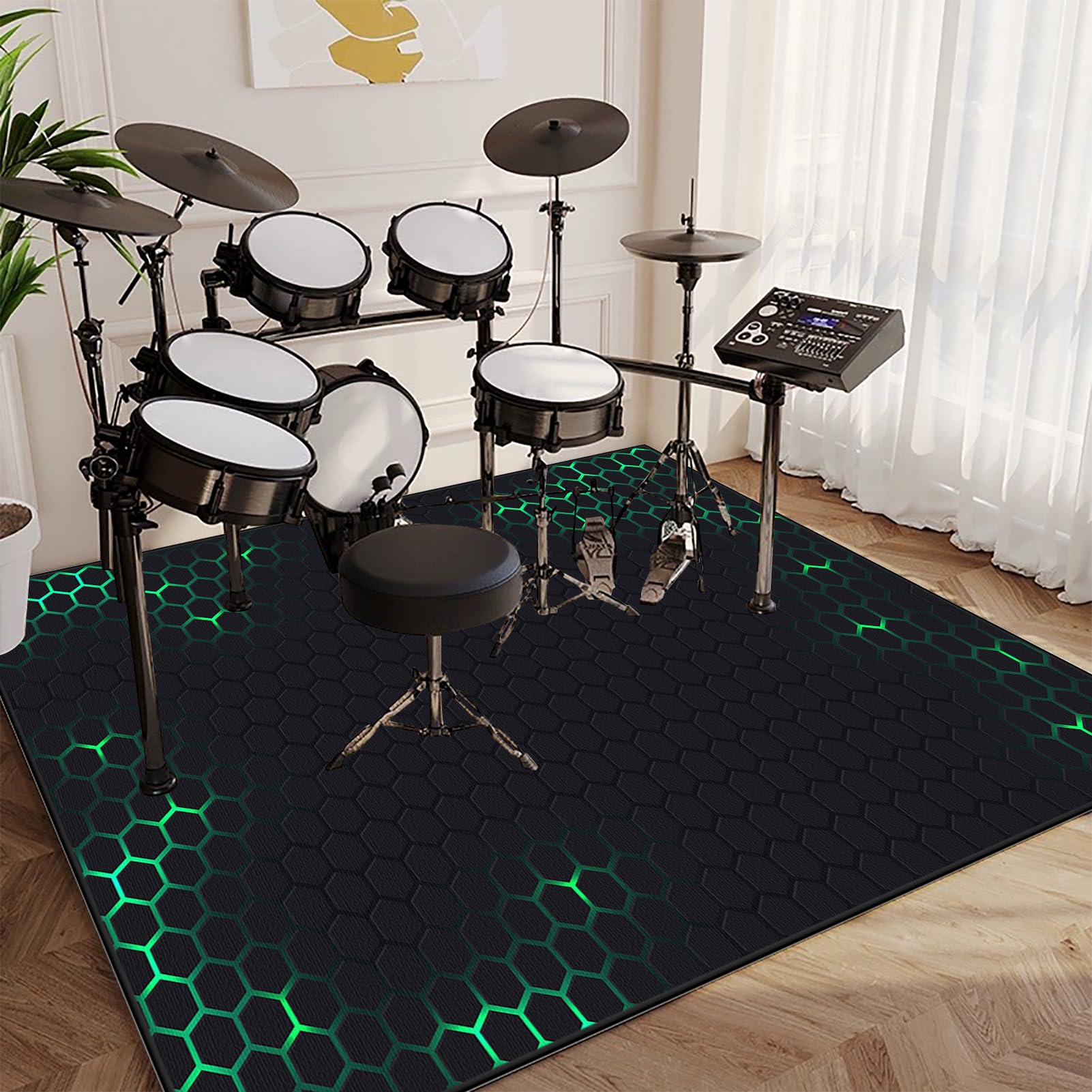Tappeto per Batteria Insonorizzato | Tappeto Professionale per Batteria e Strumenti a Percussione Elettronici per Grancassa Rullante e Altri Strumenti | Tappeto per Batteria Acustica 200 x 180 cm