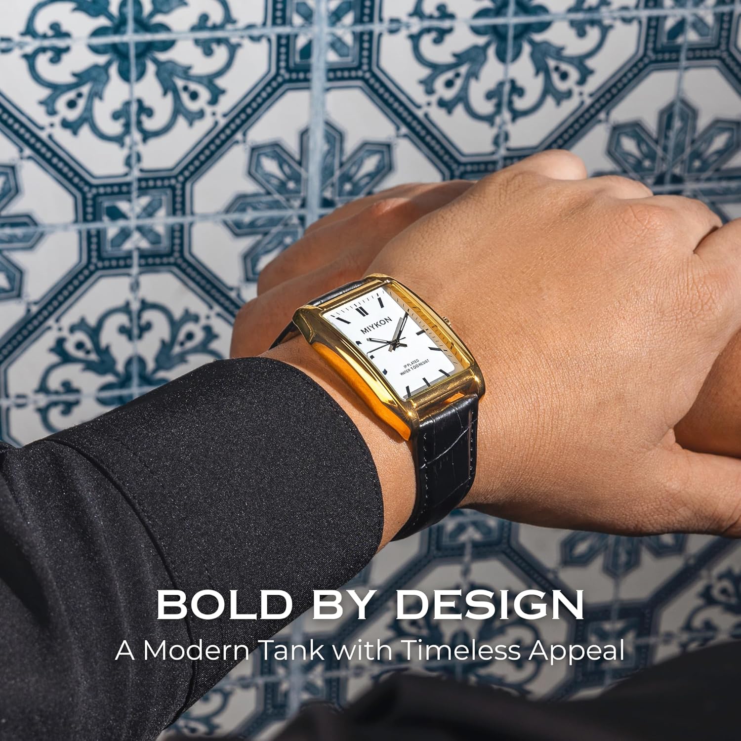 Miykon Vintage Watches for Men – Classic Tank Square Analog Watch with Genuine Leather Wrist Strap, Mens Dress Watches – Japanese Quartz, Waterproof to 100ft - Image 3