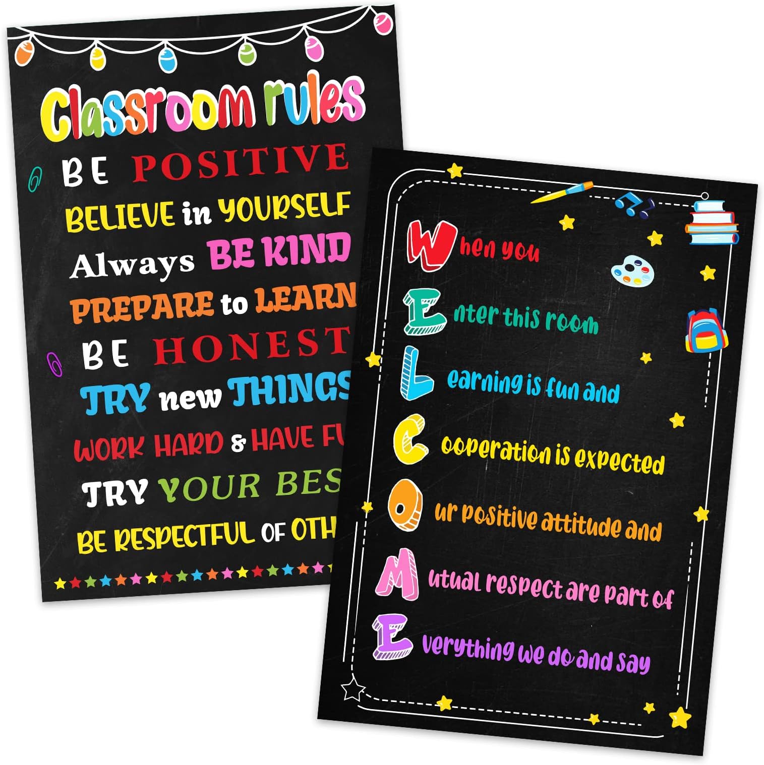 WhatSign Welcome Classroom Posters Classroom Rules Poster 12"x18" Inspirational Posters for Back to School Classrooms Decorations Teacher Supplies School Posters for Elementary Middle High School