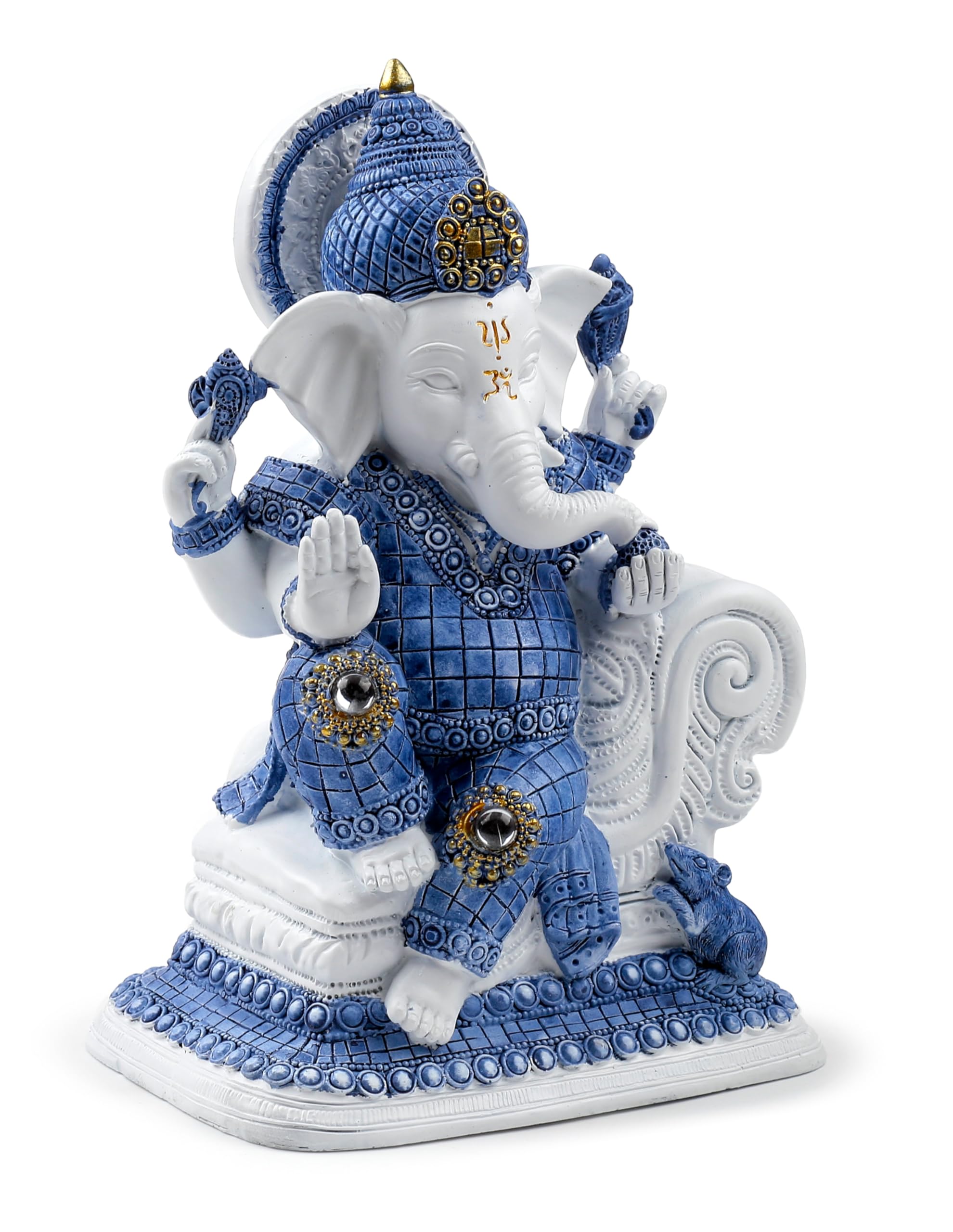 Puckator White & Blue Ganesh Meditation - Ganesh Ganesha Idol Statue Statues For Home Decor - Ganapati Ganpati Indian Decoration Decorations Home -Hindu Gift Gifts Items For Women