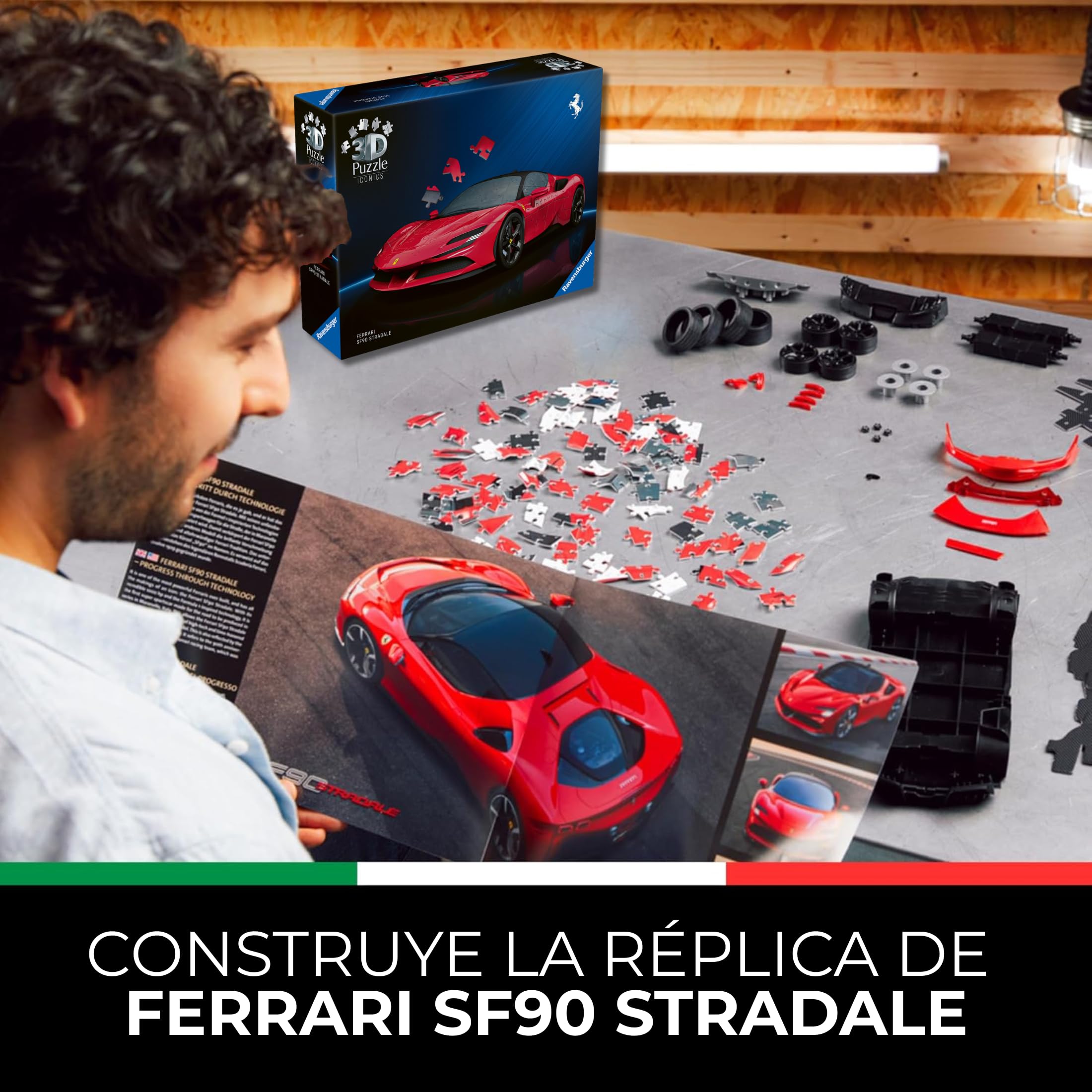Ravensburger - Puzzle 3D: Ferrari SF90 Stradale, Maqueta de Coche para Construir, Puzzle Adultos y Niños 8 años o más, 108 piezas