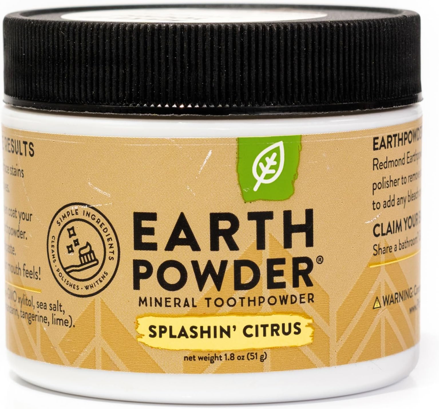 Redmond Earthpowder, All Natural Tooth and Gum Powder Bentonite Clay (Citrus)