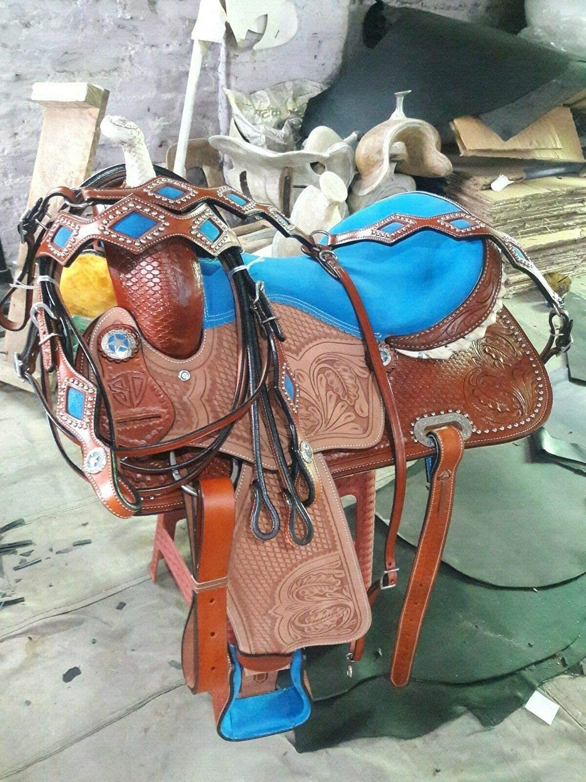 Equestrian Universe Western Barrel Racing Sella con testa e collare per seno abbinato