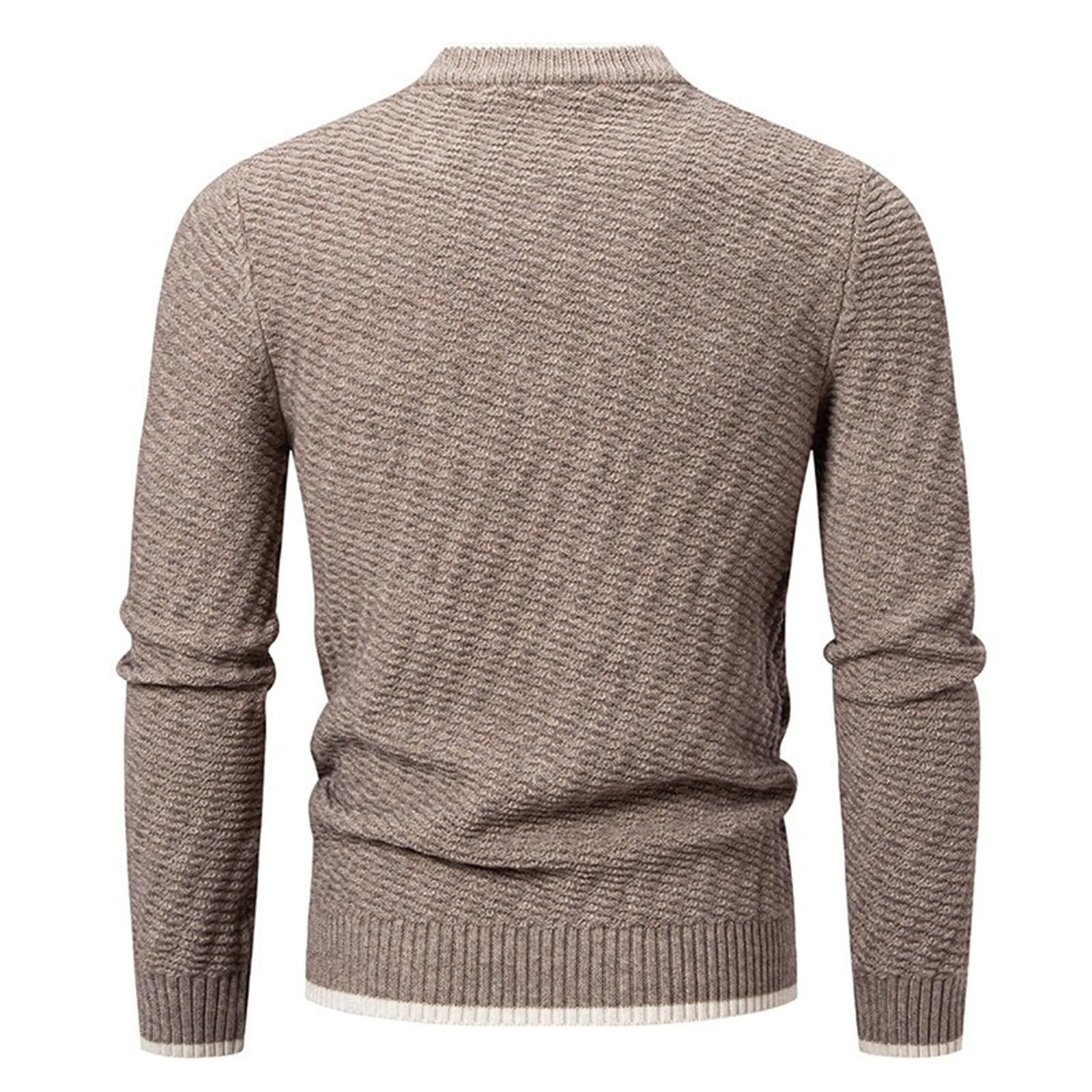 Męski sweter sweter z dzianiny z okrągłym dekoltem sweter na co dzień z długim rękawem męski teksturowany miękki sweter