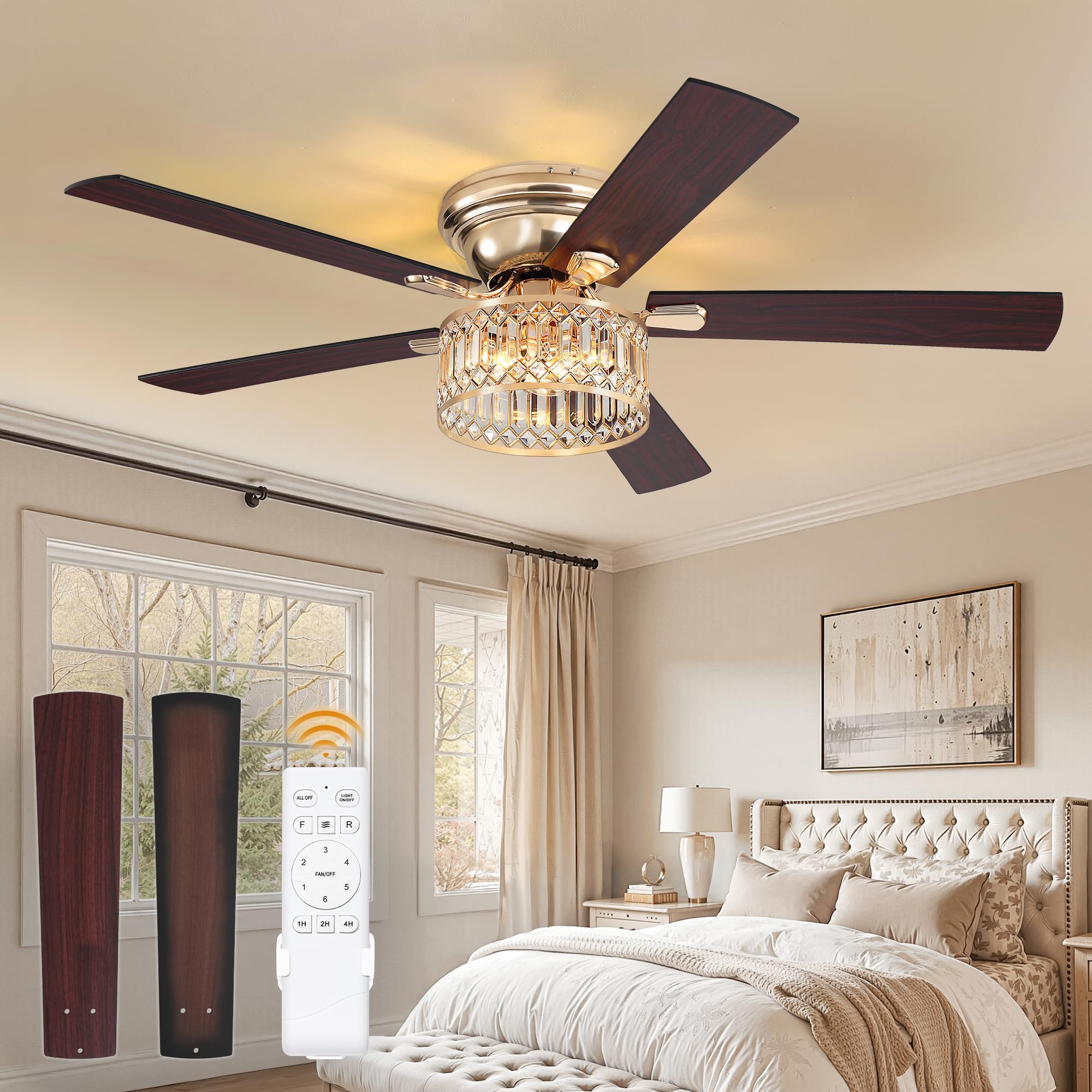 Amazon.com: 56 Inch Modern Farmhouse Fandelier Ceiling Fans with