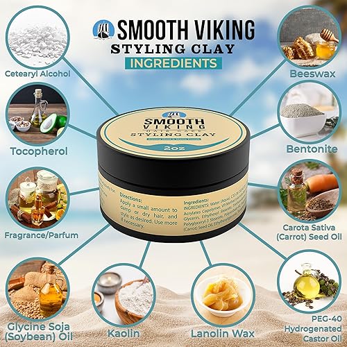 Miniatura 2 de Smooth Viking Arcilla de peinado para hombre crema moldeadora con acabado mate producto para peinados texturizados gruesos y modernos sin brillo 2 oz