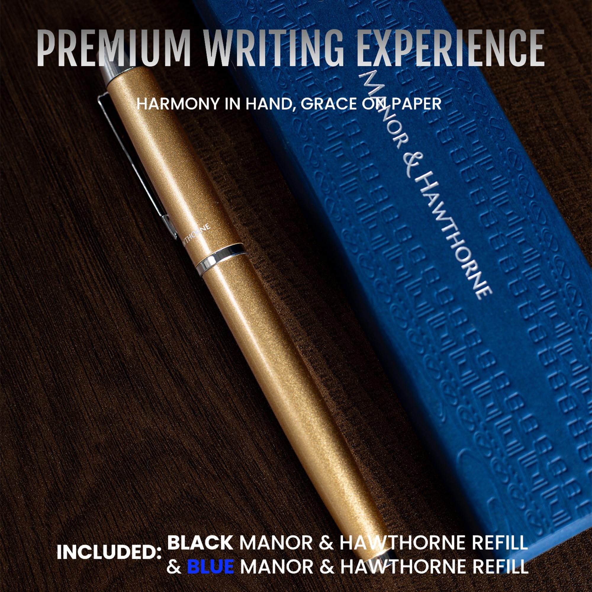 Manor & Hawthorne Personalized Rollerball Pen, Champagne Gold - Image 3