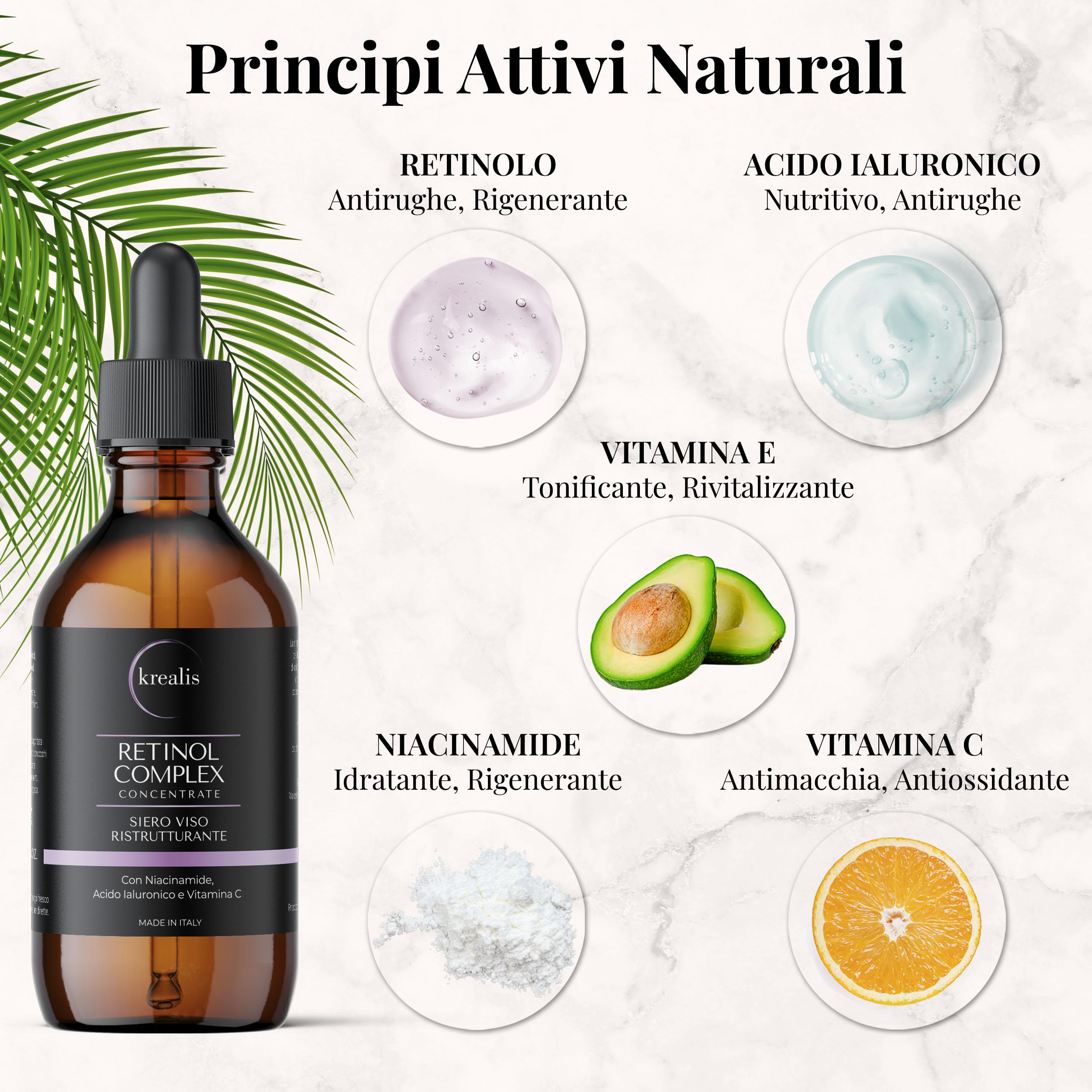 100ml - Retinolo Viso Completo con Niacinamide, Acido Ialuronico e Vitamina C, Siero Retinolo Idratante, Siero Viso, Antirughe, Antimacchia