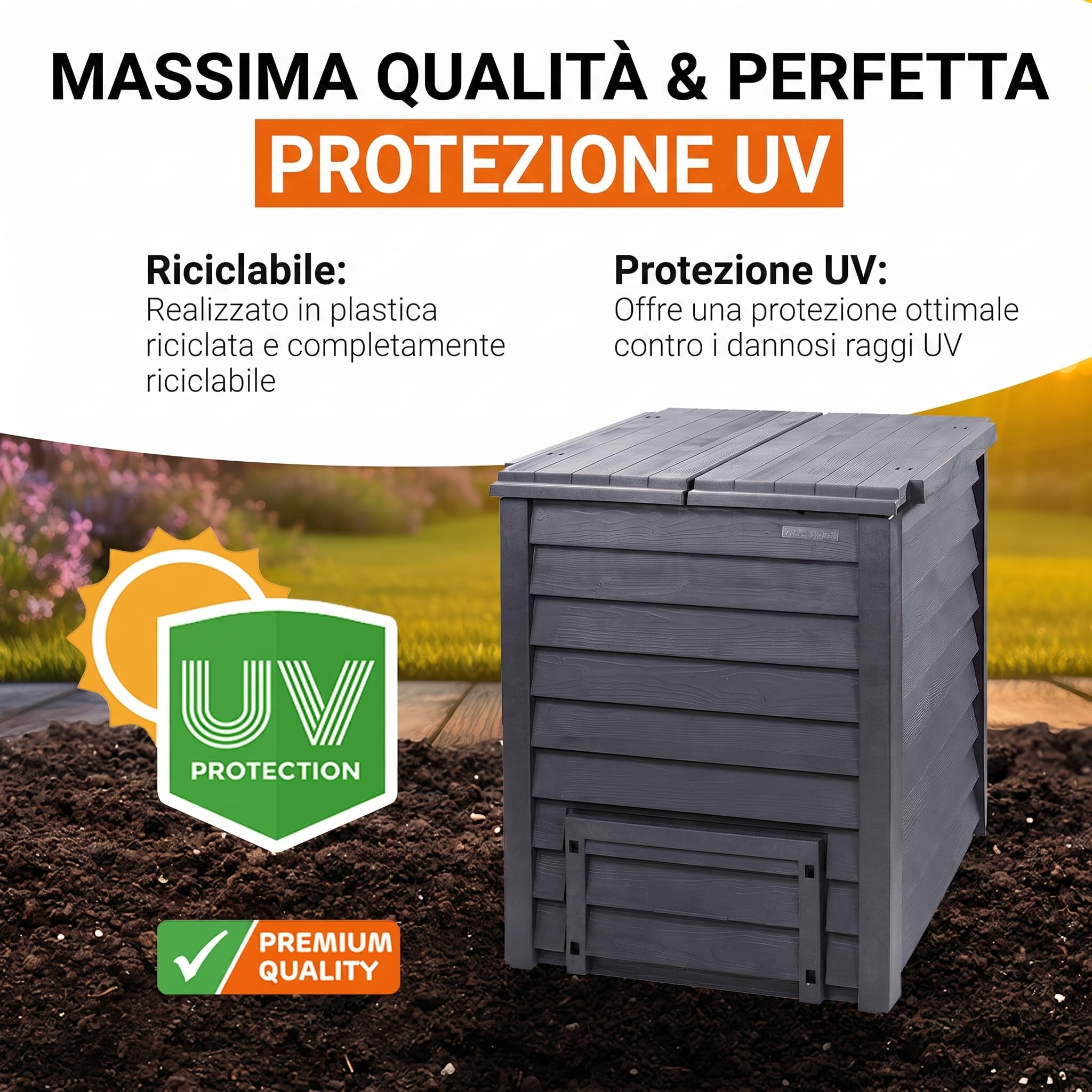 GARANTIA THERMO-WOOD compostiera 400 litri antracite-marrone