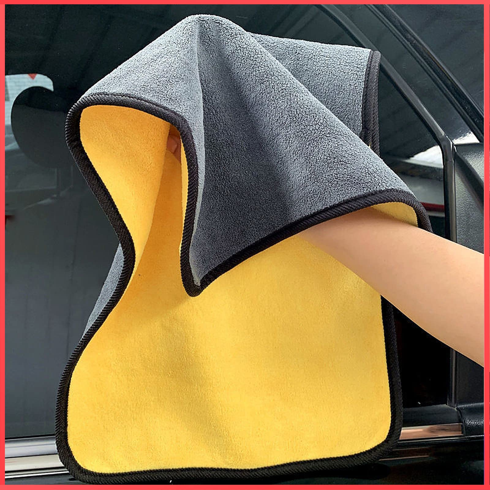 wolpin Microfiber Car Cloth 4 Pcs (60X30 Cm + 30X30 Cm) 800 Gsm, Thick Plush Lint & Streak-Free Multipurpose Double-Sided Cloths Automotive Towels For Car Bike Cleaning Polishing Washing & Detailing-image-23