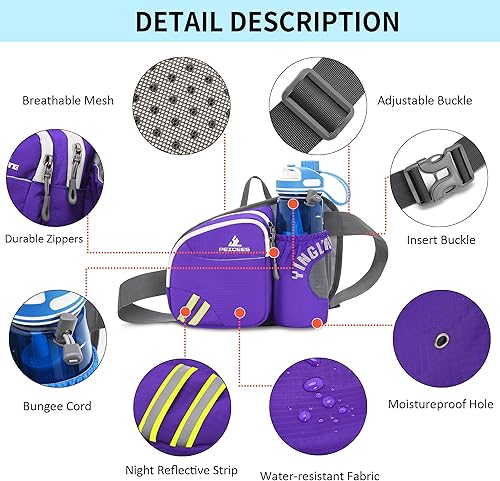 Miniatura 2 de Peicees Riñonera con soporte para botella de agua para hombres y mujeres, senderismo, correr, pasear al perro, para todos los teléfonos (botella no