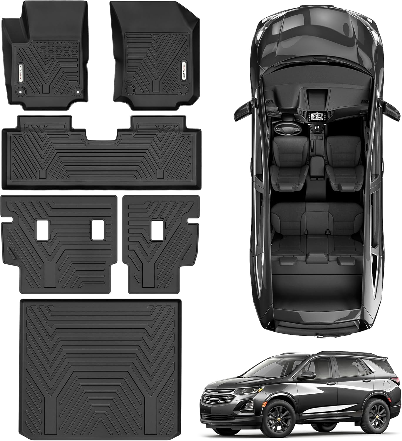 YITAMOTOR Gen2 Floor Mats Fit for 2018-2024 Chevrolet Equinox/GMC Terrain, TPE All Weather Custom Fit Floor Liners for Chevy Equinox with Backrest, Back Seat Protector for Chevy Equinox Accessories
