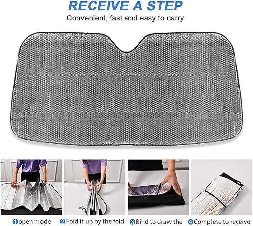 Miniatura 5 de Parasol para parabrisas de automóvil, diseño de leopardo blanco y negro, bloquea el sol, mantiene tu vehículo fresco, reflector de calor y rayos UV