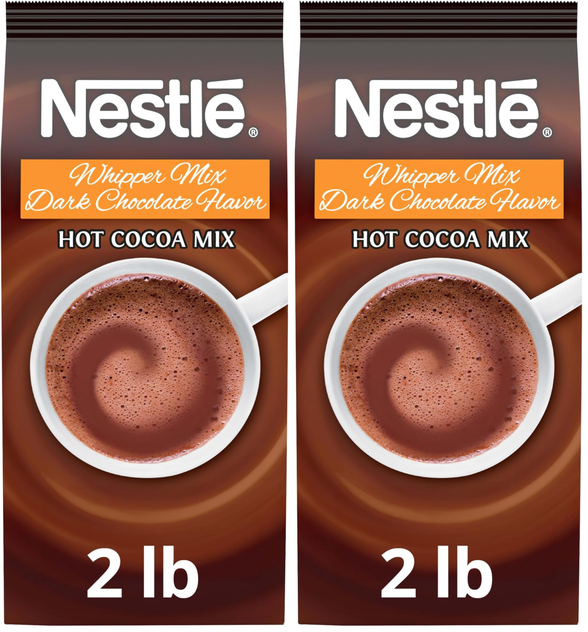 Nestle Hot Chocolate Mix, Whipper Mix, Dark Chocolate Flavor Hot Cocoa, Bulk Whipped Cocoa, 2 lb. (Pack of 2)