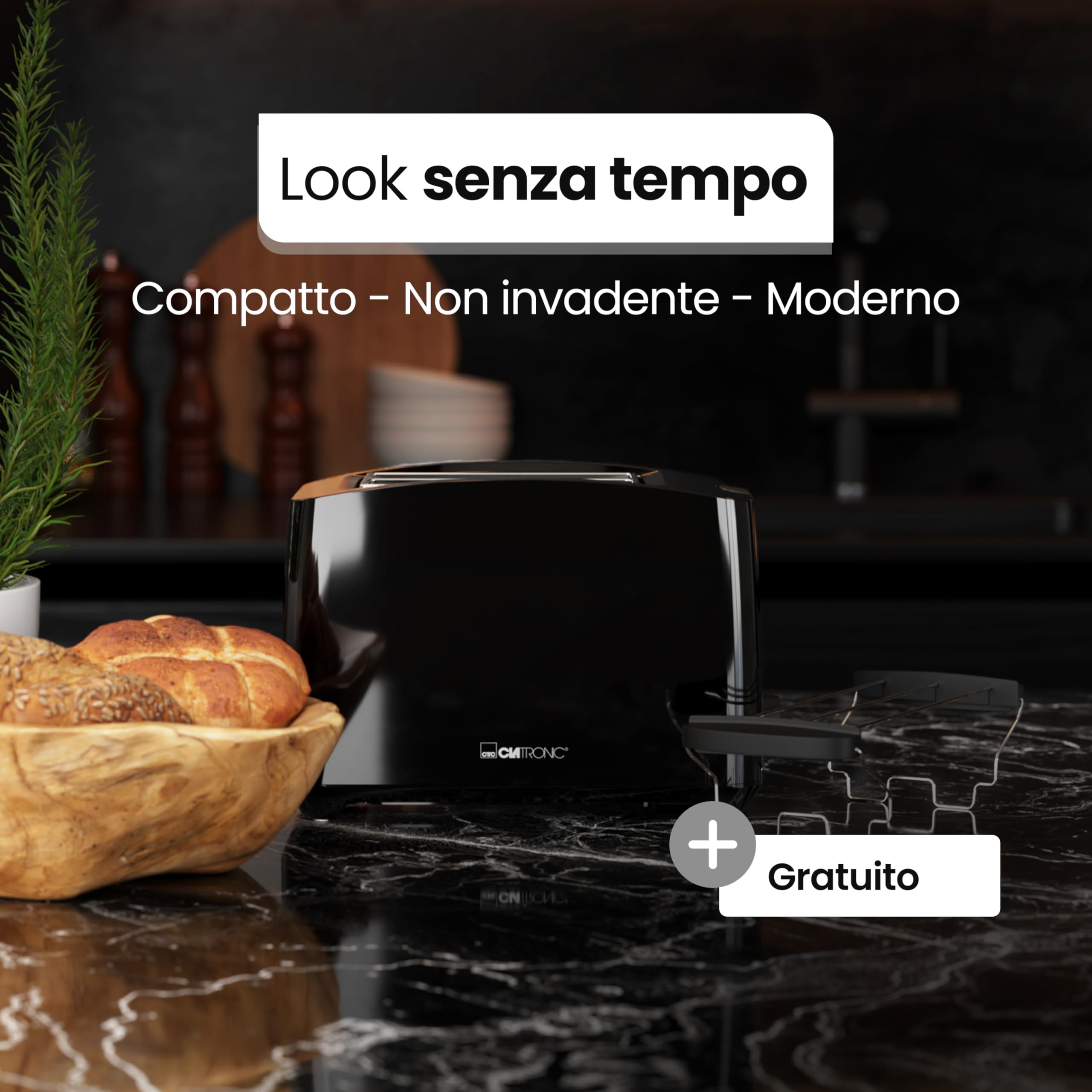 Tostapane Compatto Clatronic 2 Fette - Con Funzione Scongelamento E Riscaldamento