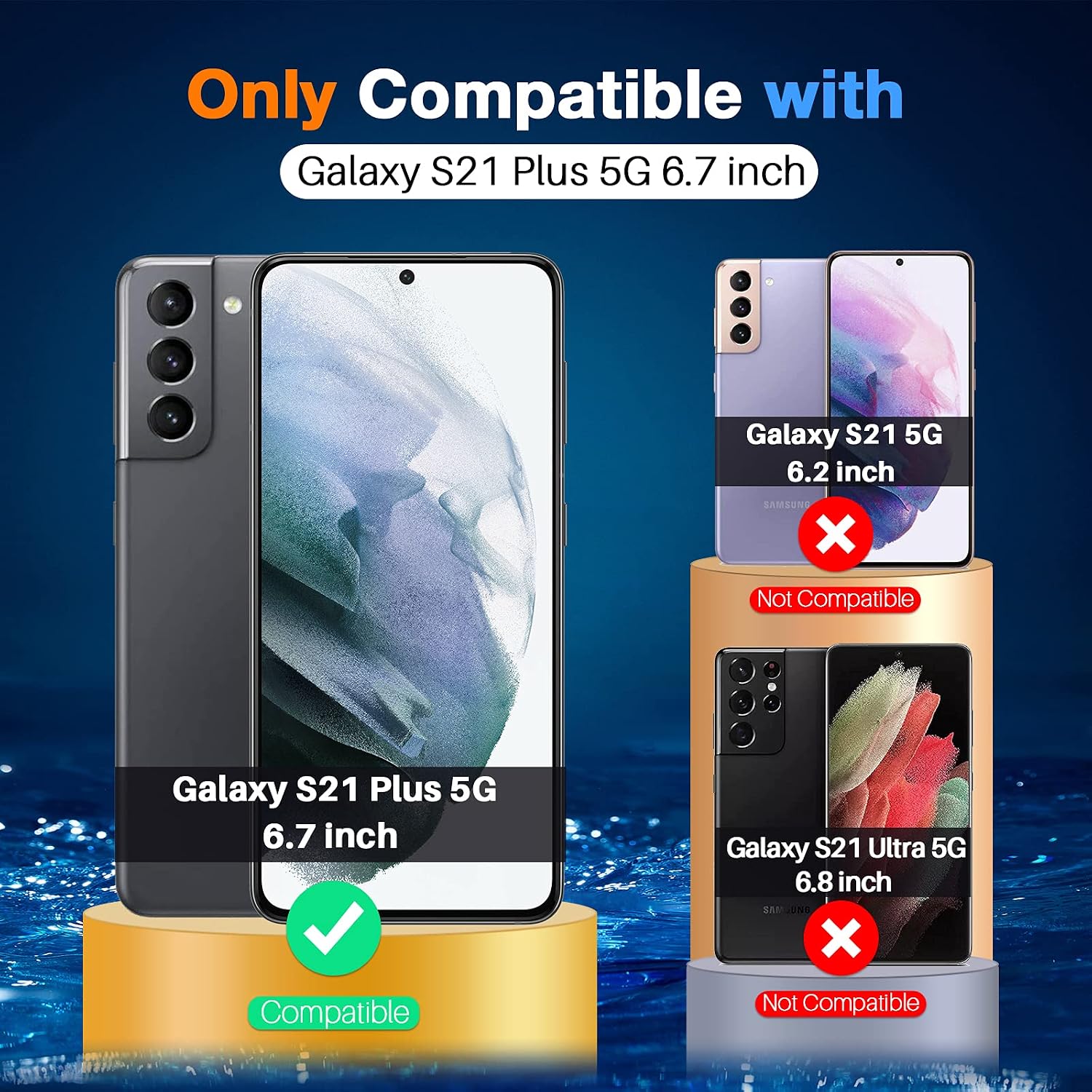 EGV [2+2 Pack] Compatible with Samsung Galaxy S21 Plus 5G 6.7 - inch, Tempered Glass Screen Protector and Camera Lens Protector [Anti-Scratch] [9H Hardness] Installation Tray [Not for Samsung S21]