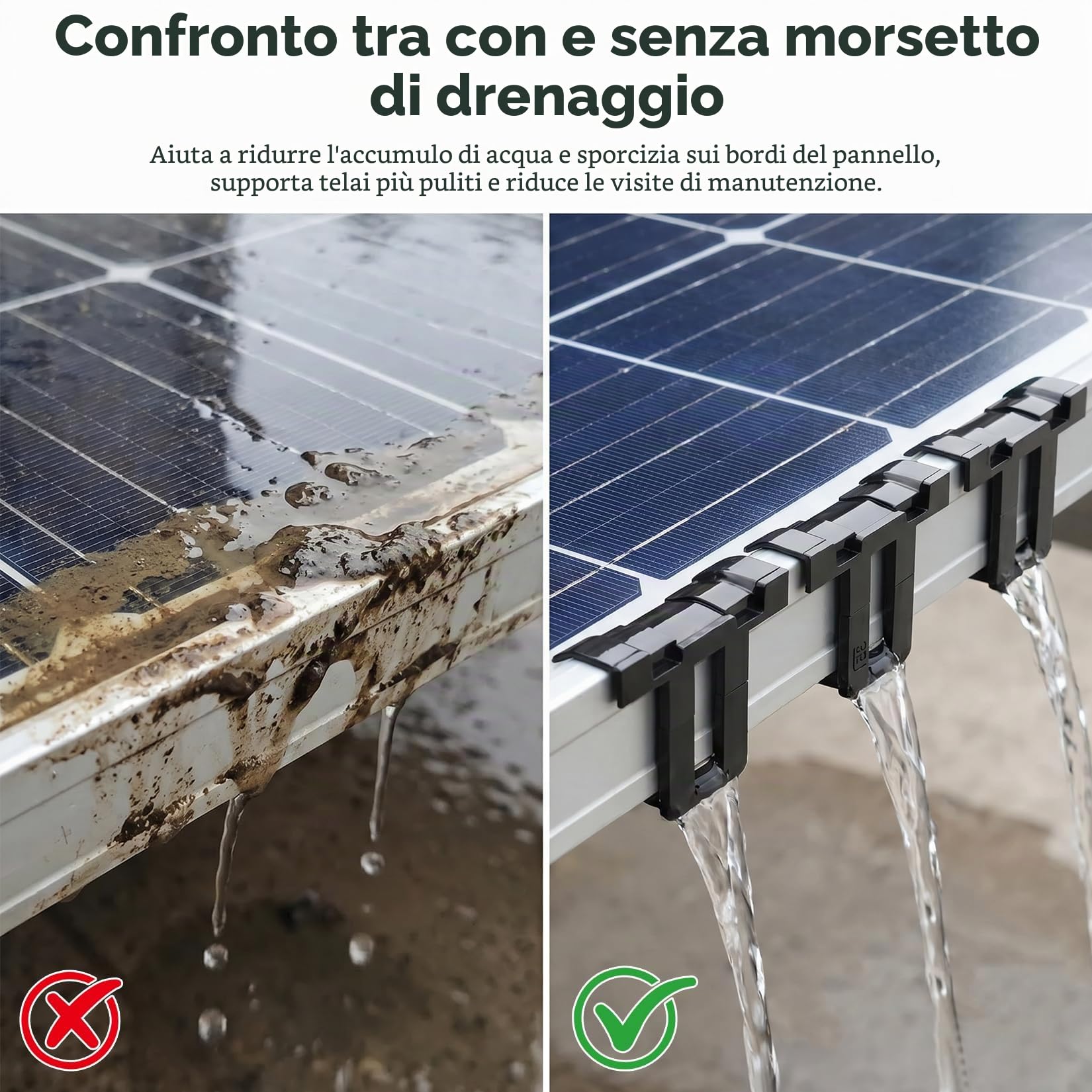 32Pz Clip di Scarico dell'Acqua Pannello Solare da 30 mm, Clips Drenaggio Pannellos Fotovoltaico per Pannelli Solari PV