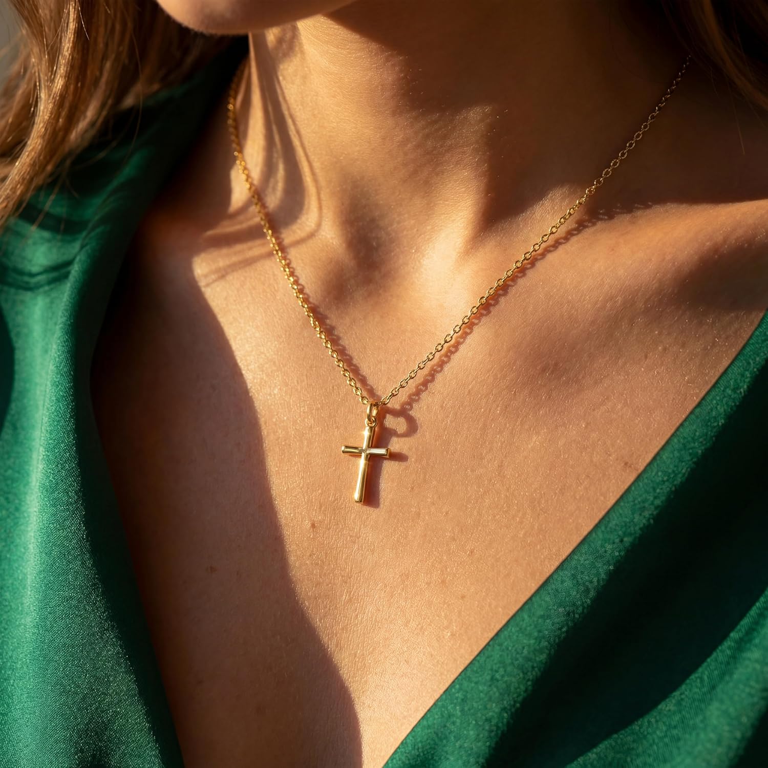 Cross Necklace for Women Gold Cross Necklaces for Women 14K Gold Crosses Necklace for Womens Chain Pendant for Womens Necklaces Modern and Uncluttered Silhouette Crosses Chain Pendant