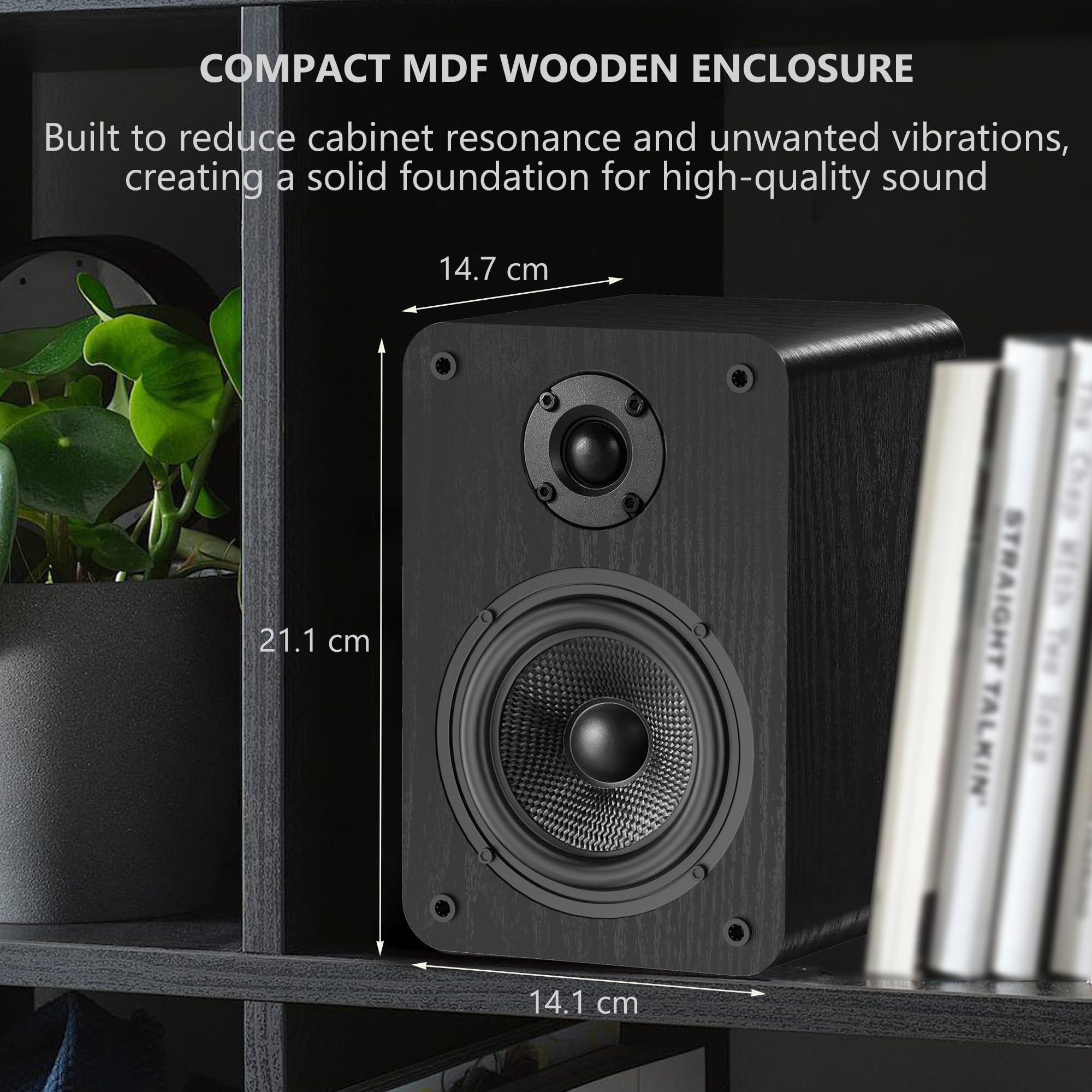 LONPOO 60W Aktiv Regal-Lautsprecher, 2.0 CH TV-Lautsprecher mit Bluetooth/Optical/RCA/AUX-IN, 4-Zoll-Tieftöner &1-Zoll-Hochtöner Heimstereo (LP42A)