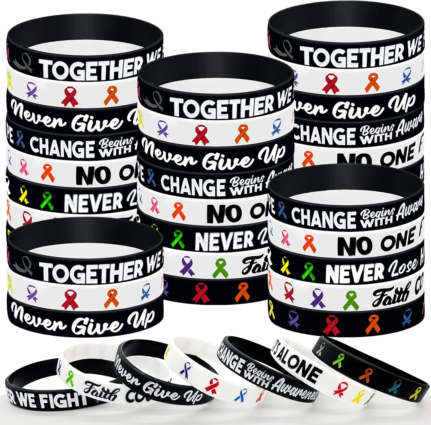 Amazon.com: 30 Pcs Cancer Prevention Awareness Silicone Bracelets ...