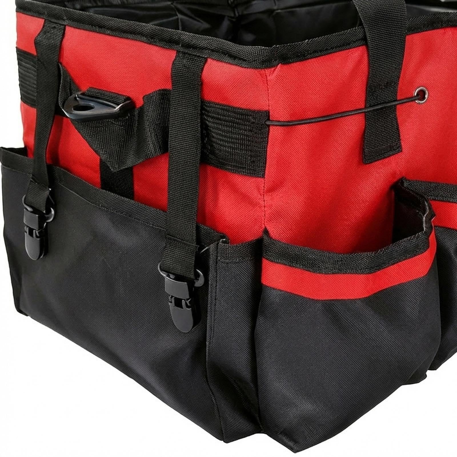 Reinigungstasche Organizer Arbeitsbeutel Tragetasche Werkzeughalter Polyester für Reinigung Haushalt Küche Bad Innenraum Garten, Rot