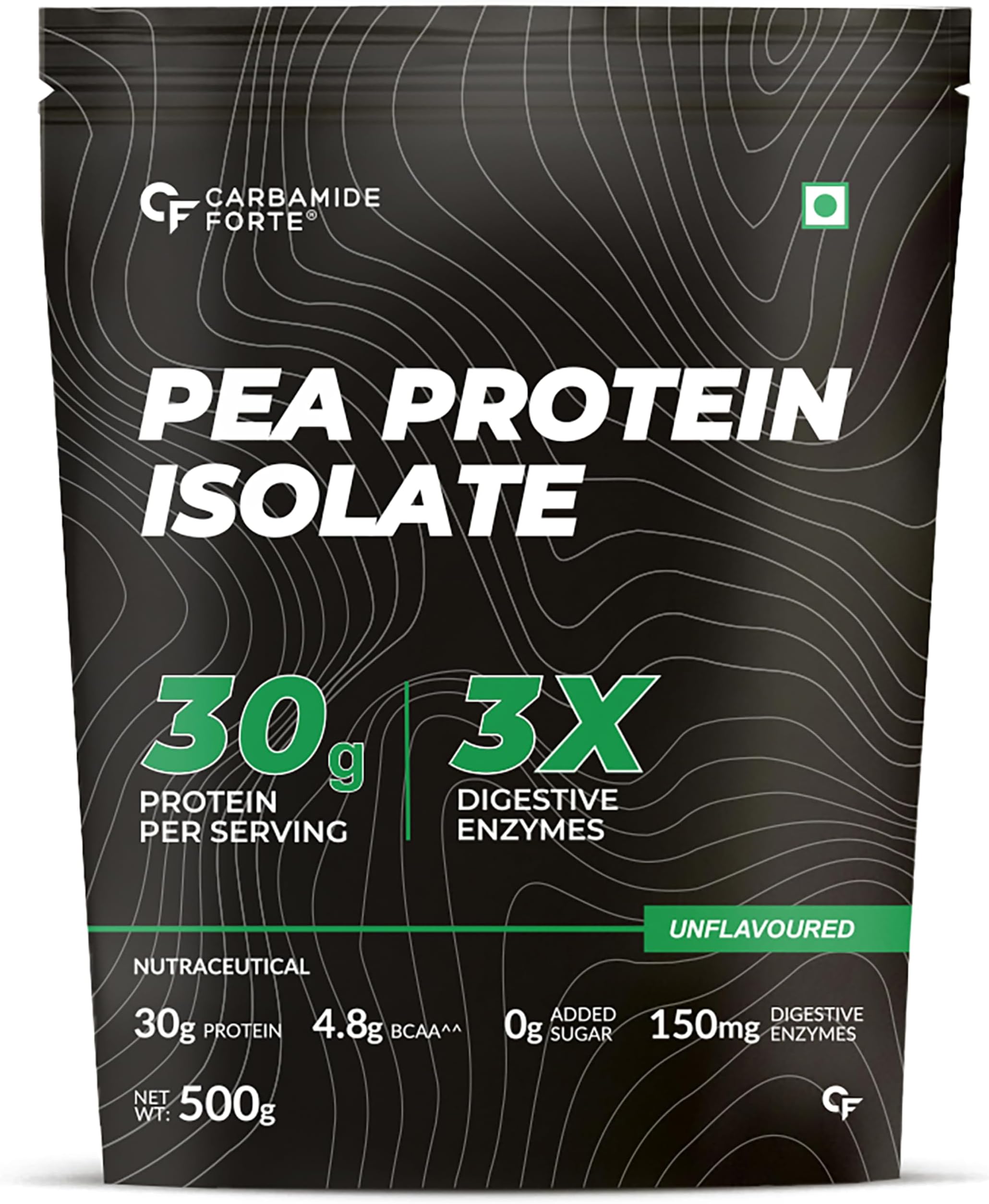 Pea Protein Isolate 30Grams Per Serving | Plant Based Protein Powder Isolate With 4.8G BCAA | Unflavoured Plant Pea Protein Powder - 500Grams