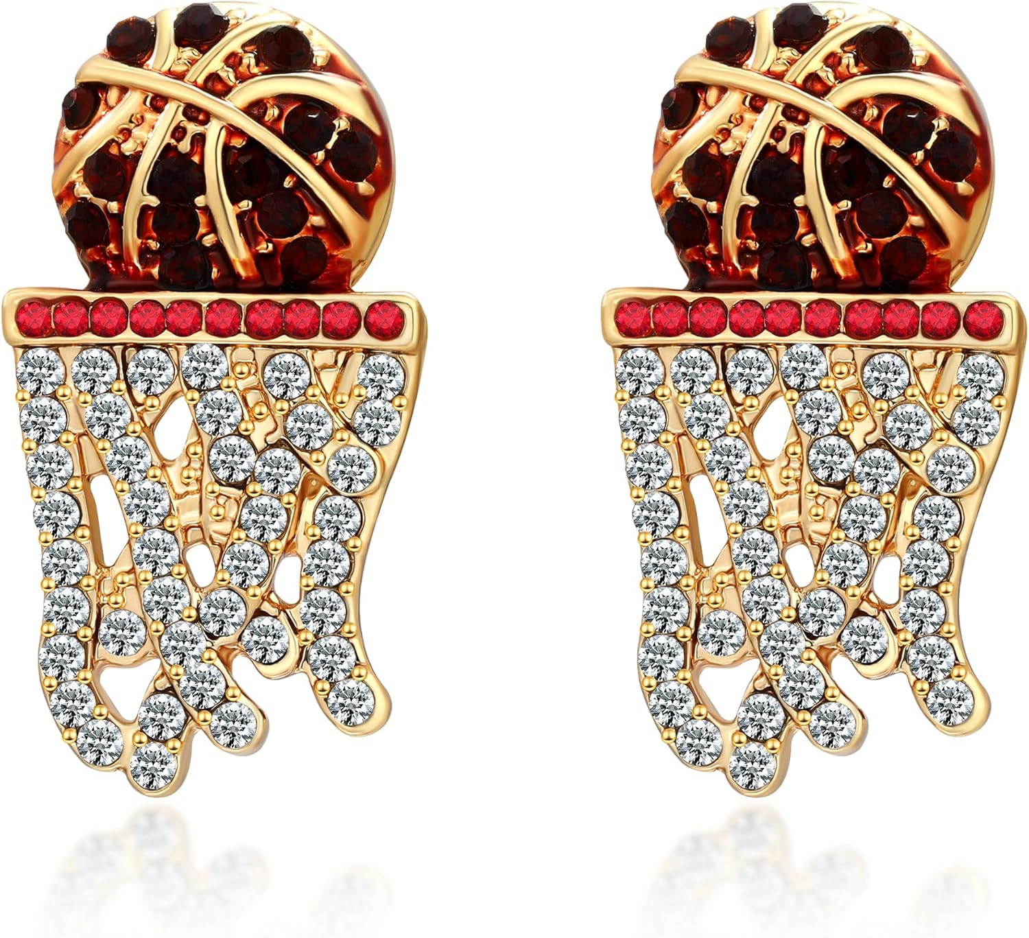 Rhinestone Earrings for Women,Football,Surfing,Tennis Ball,Pickleball,Golf,Basketball Sports Stud Earrings Trendy Dainty Gold Y2K earrings Jewelry for Mom Mama Lucky Charm Game Day Rugby