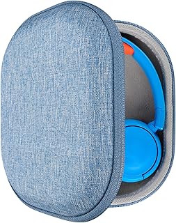 Geekria Shield Kids Headphones Case for Child On-Ear Headphones, Replacement Hard Shell Travel Carrying Bag with Cable Storage, Compatible with JBL JR300BT, JR 310BT Headsets (Blue)