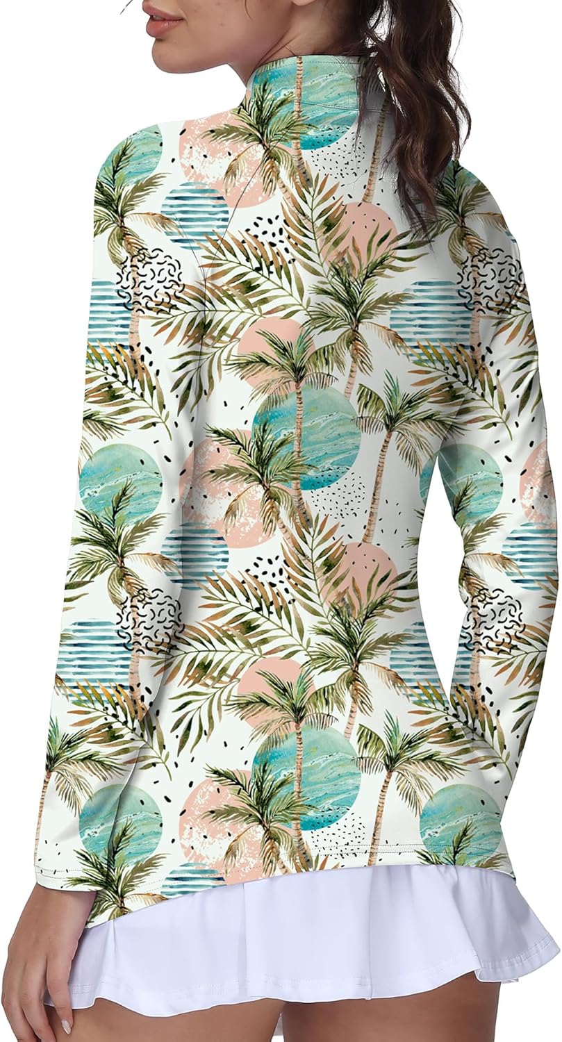 Golf Shirts for Woman UPF 50+ Sun Protection Quick Dry Lightweight Long Sleeve Polo Shirts for Woman Rash Guard