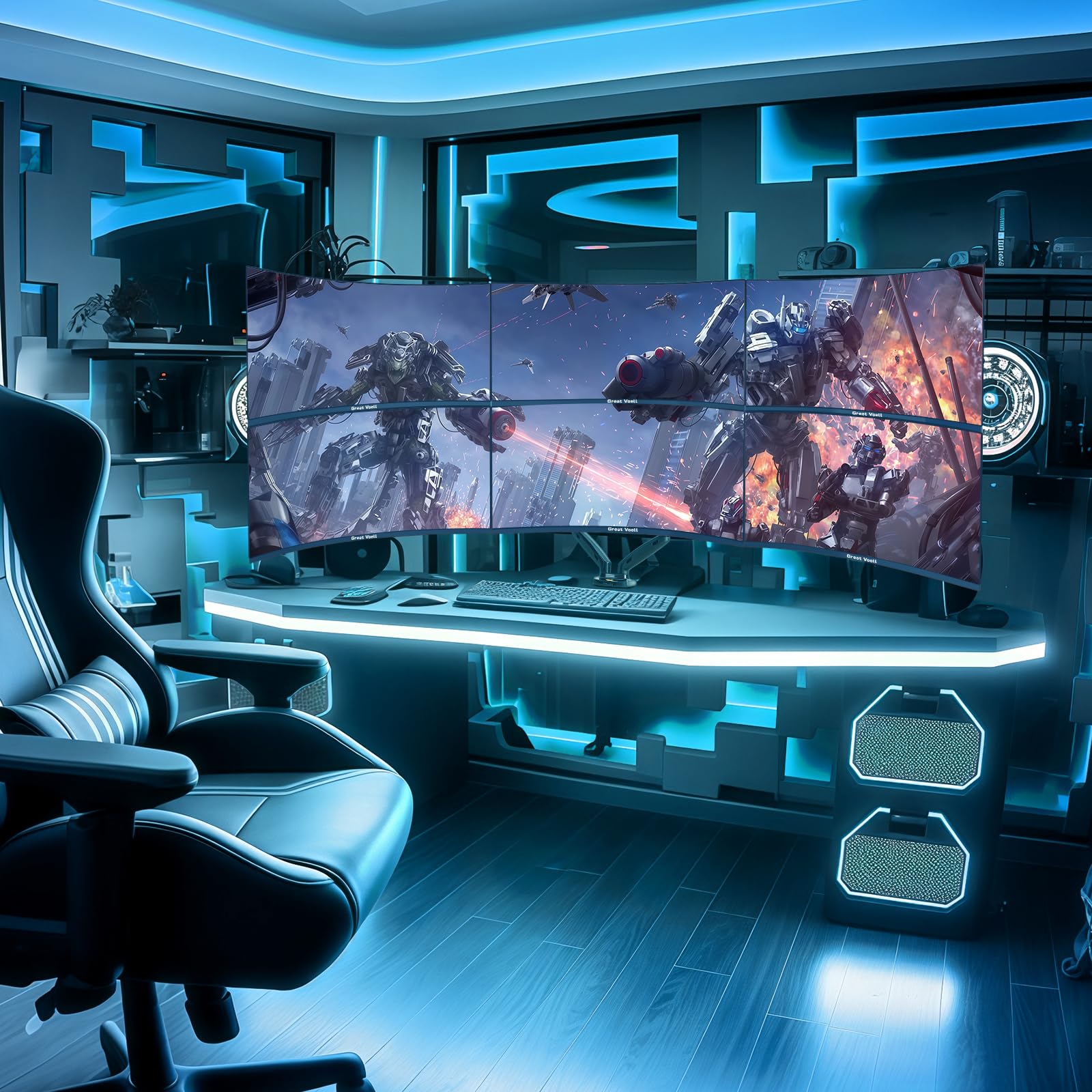 Great voell 34 inch Ultrawide Curved Gaming Monitor, 4K UWQHD(3440x1440) 165Hz PC WideScreen, 1500R 21:9 1ms MPRT, 127% sRGB VA panel 4000:1 contrast ratio, FreeSync, HDMI/DP, HDR, VESA Mountable — view 7