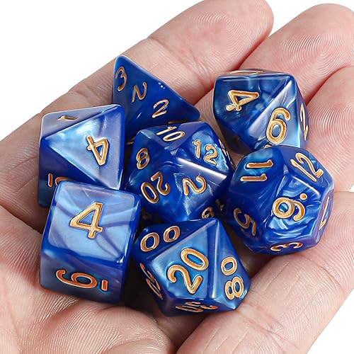 Vista 84 de CiaraQ DND - Juego de dados poliédricos con una bolsa de dados negra para juegos de mesa de rol D&D RPG MTG Rojo mezclado con naranja + purpurina