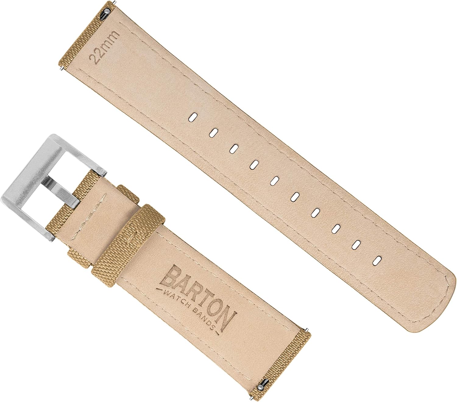 BARTON Sailcloth Quick Release Premium Nylon Weave Choice of Color and Width 18mm, 19mm, 20mm, 21mm, 22mm, 23mm, 24mm 18mm Khaki Tan