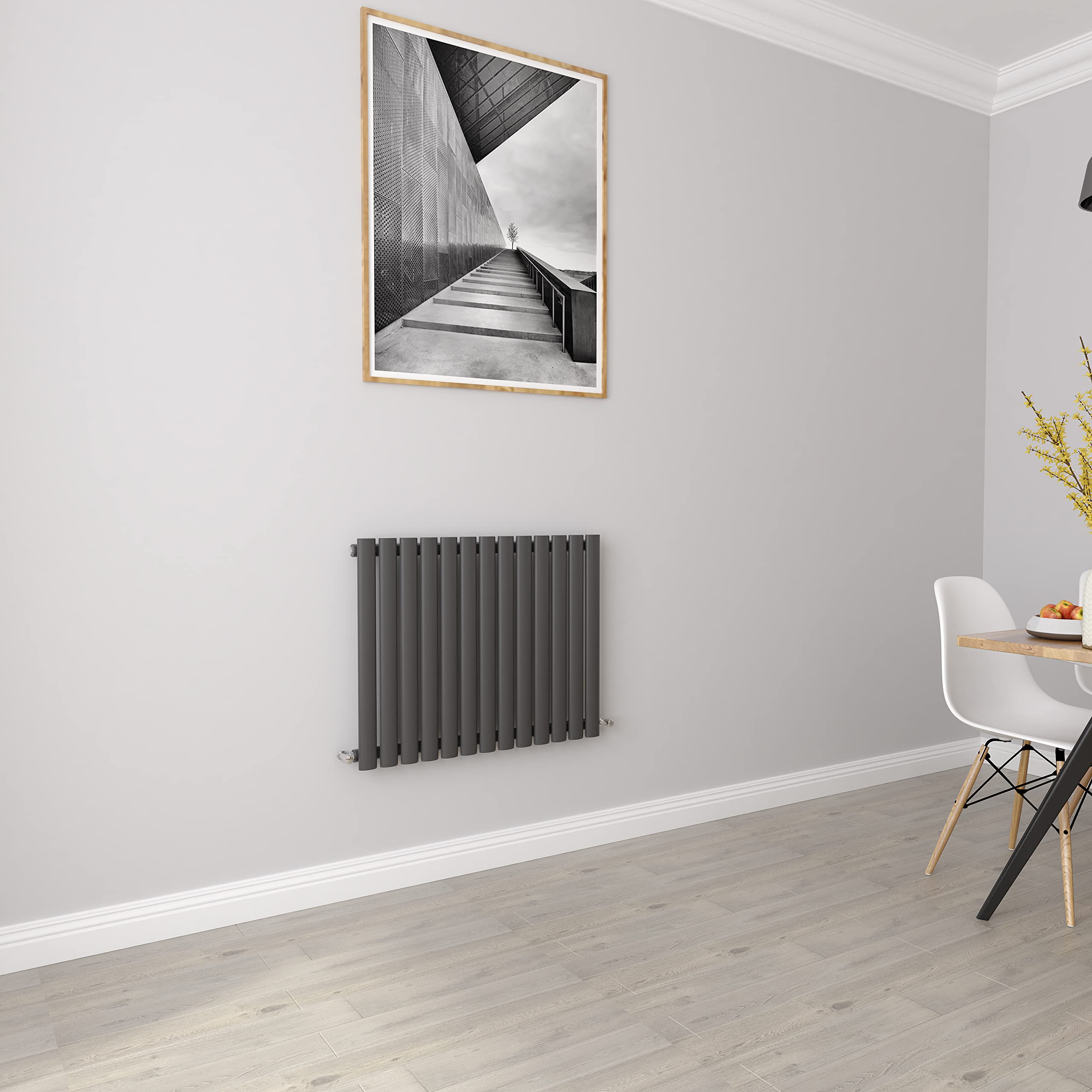 Anthracite radiators Horizontal Oval Single Panel Designer Small Radiator 600x767mm Central Heating Radiators