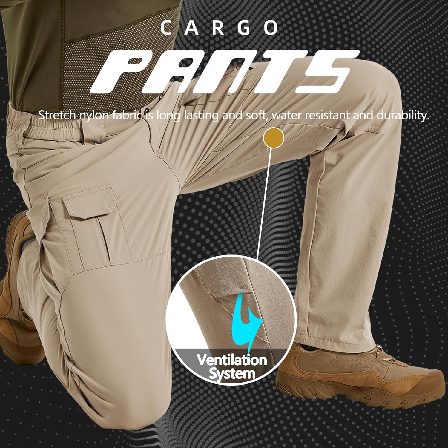 Men's Quick Dry Cargo Pants Water Resistant Tactical Pants Lightweight Stretch Outdoor Work Hiking Pants - Image 4