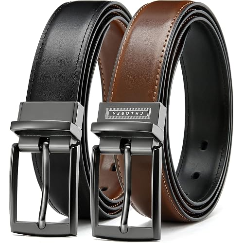 CHAOREN Boys Reversible Dress Belt 1 Piece - 1.25" Leather Belt for Kids