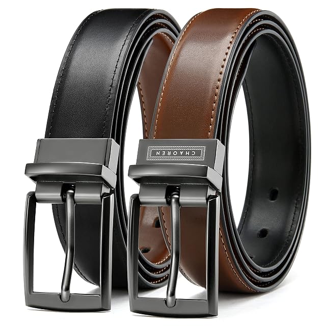 CHAOREN Boys Belt Most Size Kids 1 1 4 Dress Reversible Belt for Youth - One Leather Belt