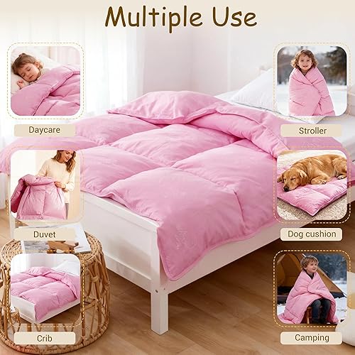 Miniatura 6 de ZPECC Edredón de plumón de ganso para niños pequeños, relleno de edredón hipoalergénico de 41 x 48 pulgadas, suave y ligero para todas las