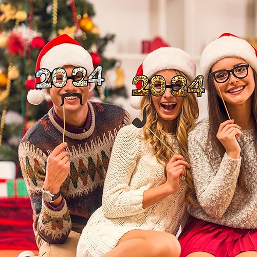 Miniatura 4 de 6 gafas de Año Nuevo 2024, gafas de Nochevieja, gafas divertidas con purpurina para niños y adultos