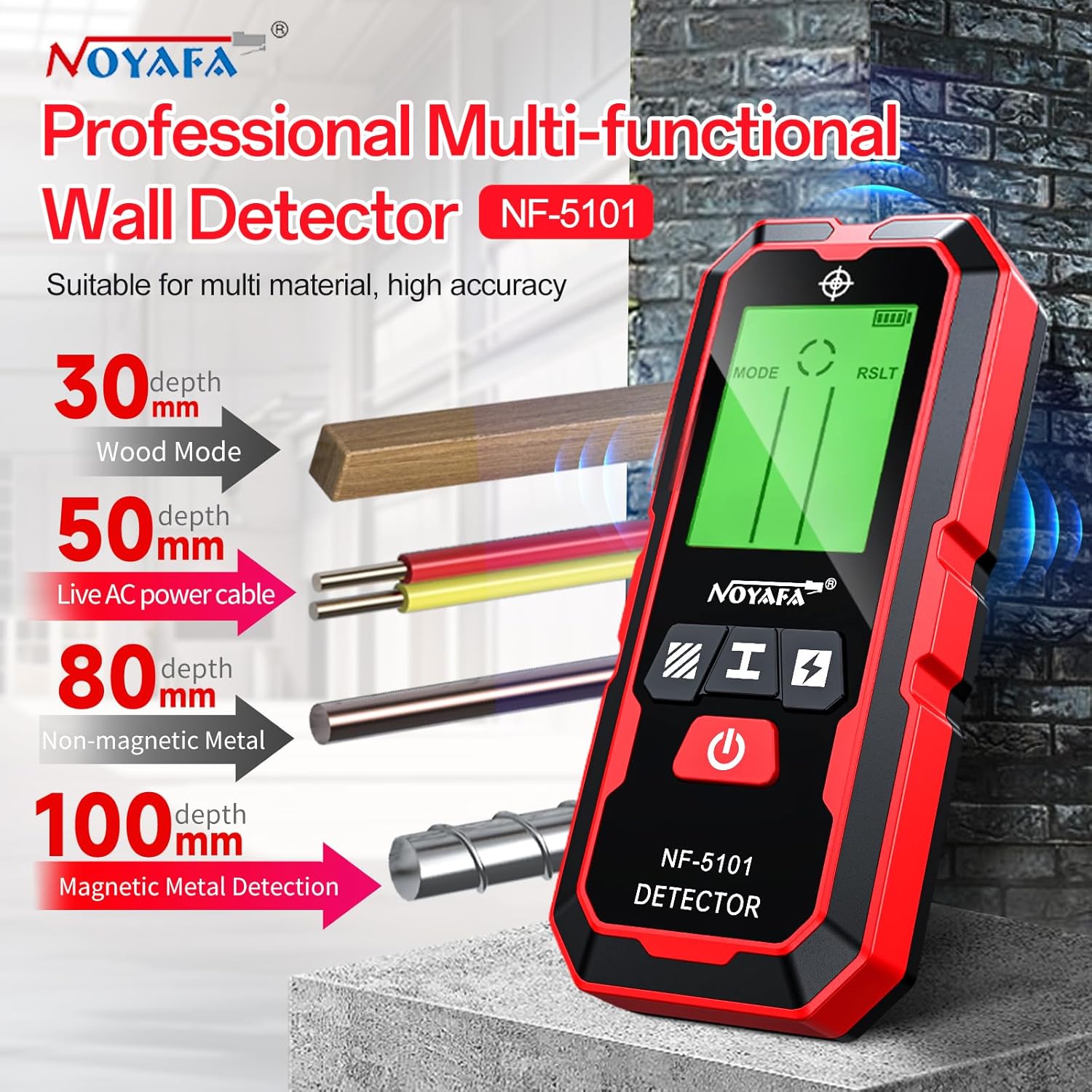 NOYAFA NF-5101 depth detection for various materials