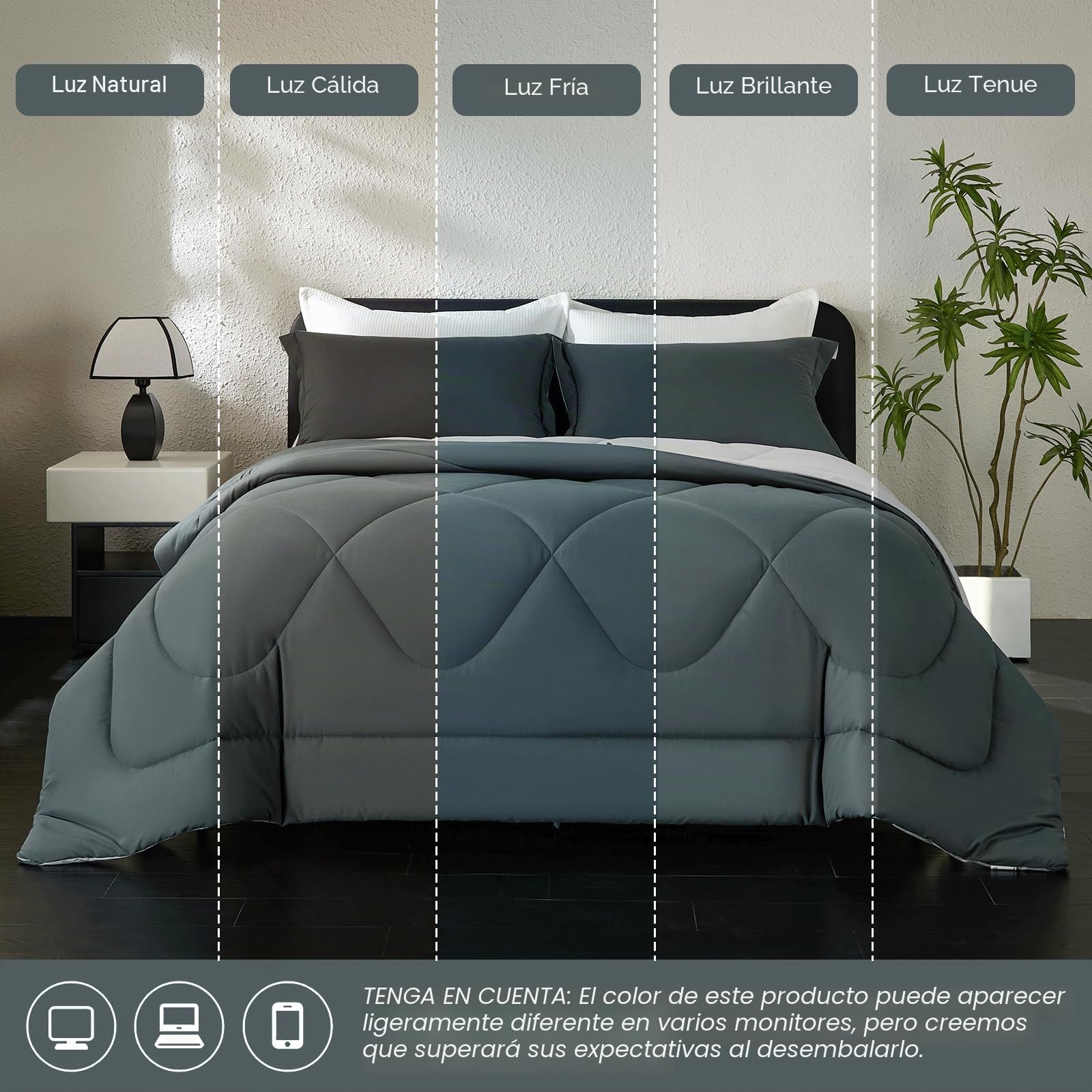 beeweed Edredón Relleno Nórdico 240x260 cm para Cama 180, Reversible Edredón de Fibra Oeko-Tex. 300 gr/m² en 100% Suave Microfibra, con 2 Fundas Almohada