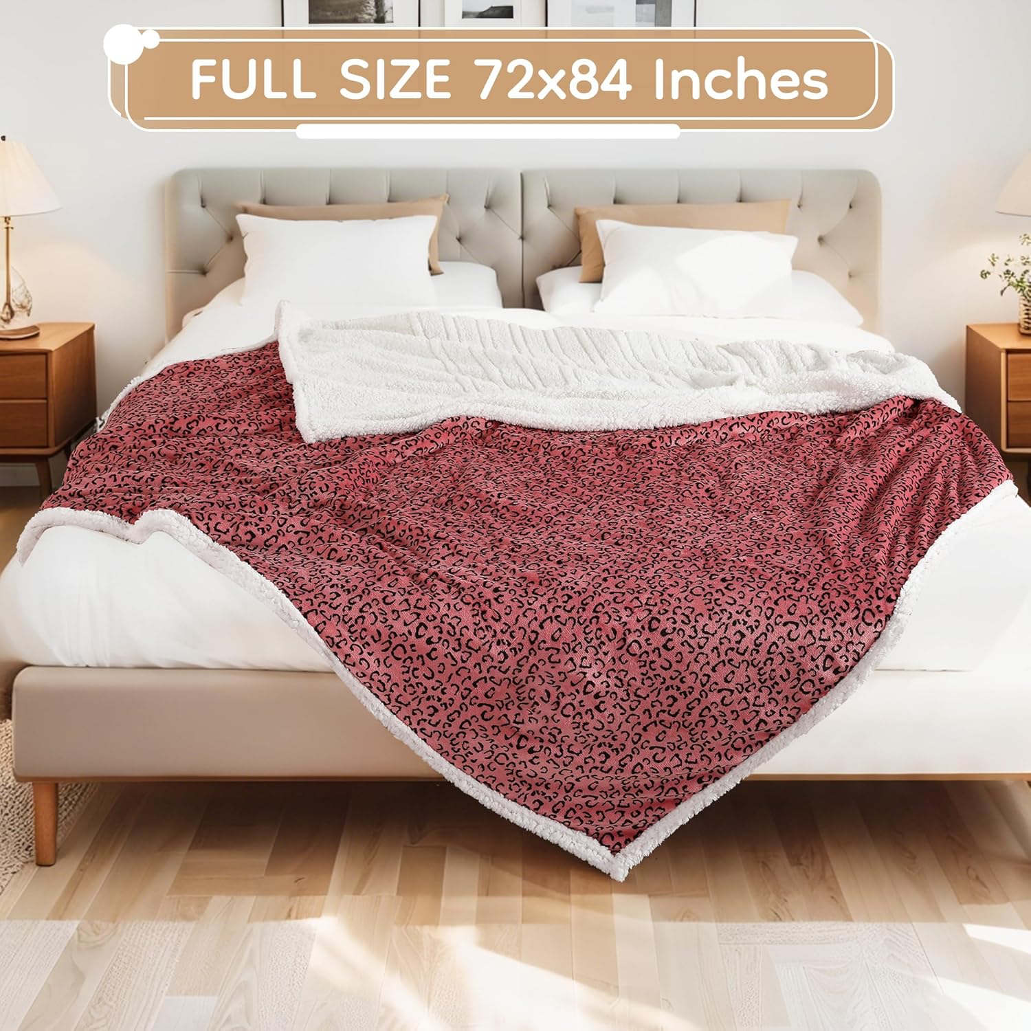 Electric Heated Blanket Full Size 72"x84", Leopard Print Soft Flannel & Sherpa, LCD Display 10 Heat Settings with 1-12H Timer & Overnight Safe, Bed & Couch, Machine Washable, Black Red - Image 5