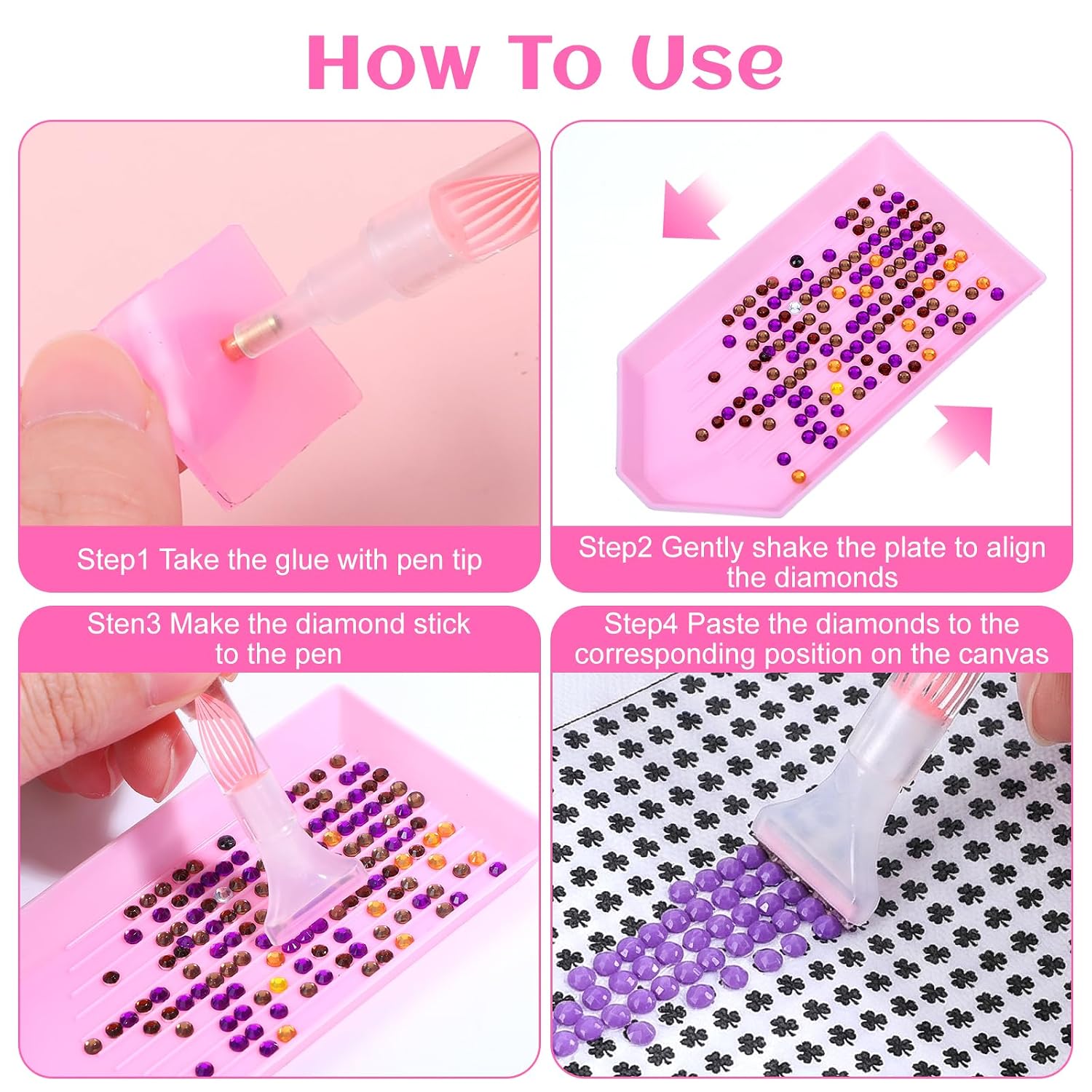Rhinestone Picker Tool Kit Dual-Ended Rhinestones Applicator Dotting Pen Diamond Jewel Applicator With Tray Rhinestone Picker Handle with Plastic Replacement Tips Clay Handle Manicure for DIY Nail Art