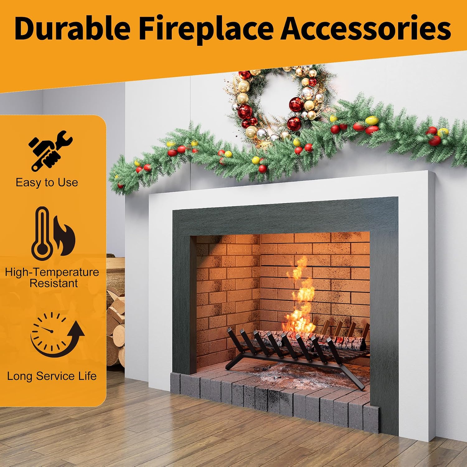 LBG Products 2 Pcs Fireplace Grate Ember Retainer, 16 x 10 Inch Ember Retainer for Fireplace Grates, Keep Burning Embers from Falling, Suitable for Indoor Outdoor Fireplace Grate,Fire Pits,Camping