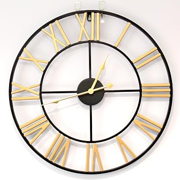 Designo Gold & Black Metal Wall Clock for All Rooms 50cm Designer Non-ticking