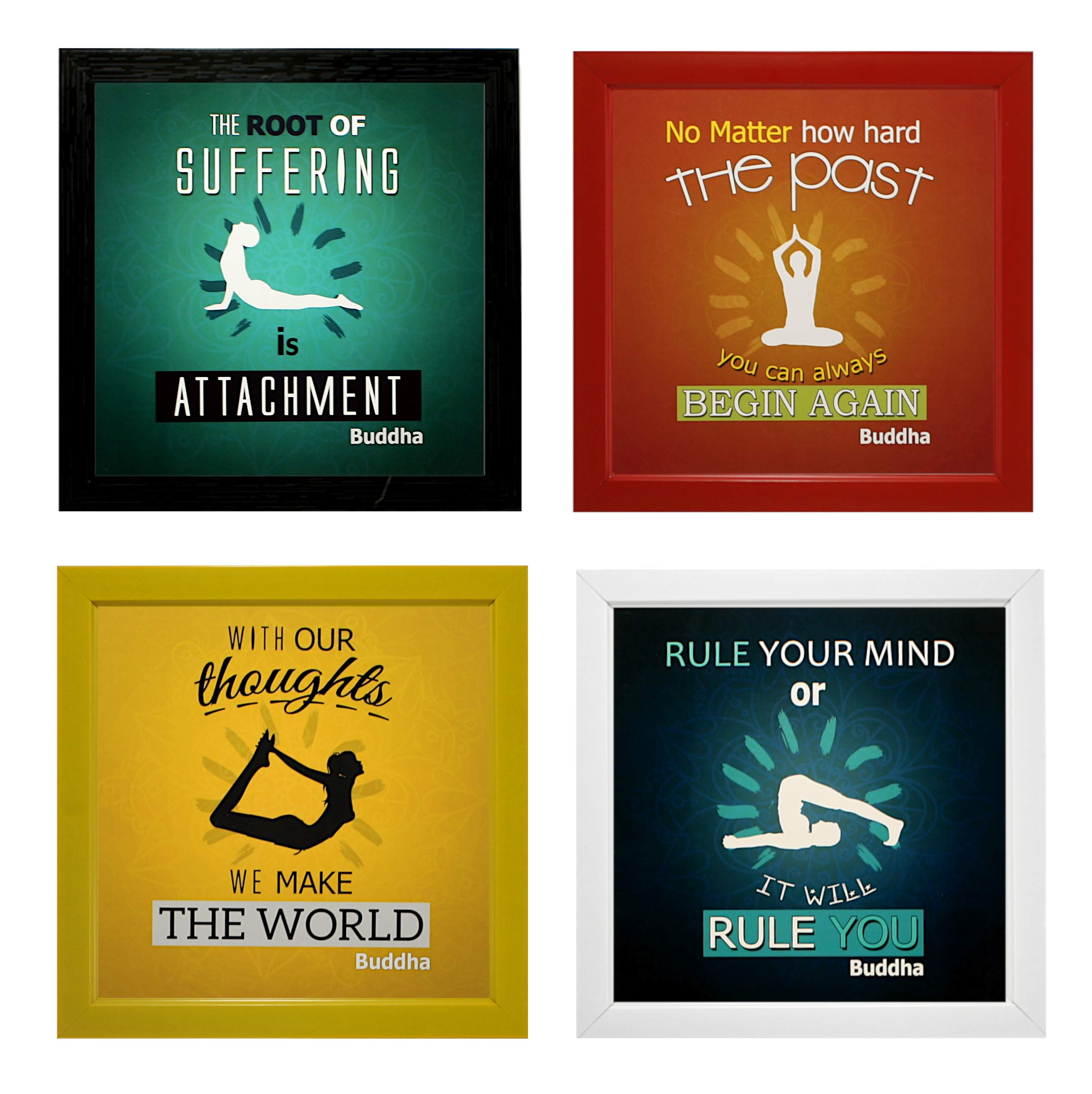 Indianara Set of 4 Buddha Quotes Paintings (2072) Without Glass 9.5 x 9.5 inch Each (B07VSBQ5CT) Amazon Price History, Amazon Price Tracker
