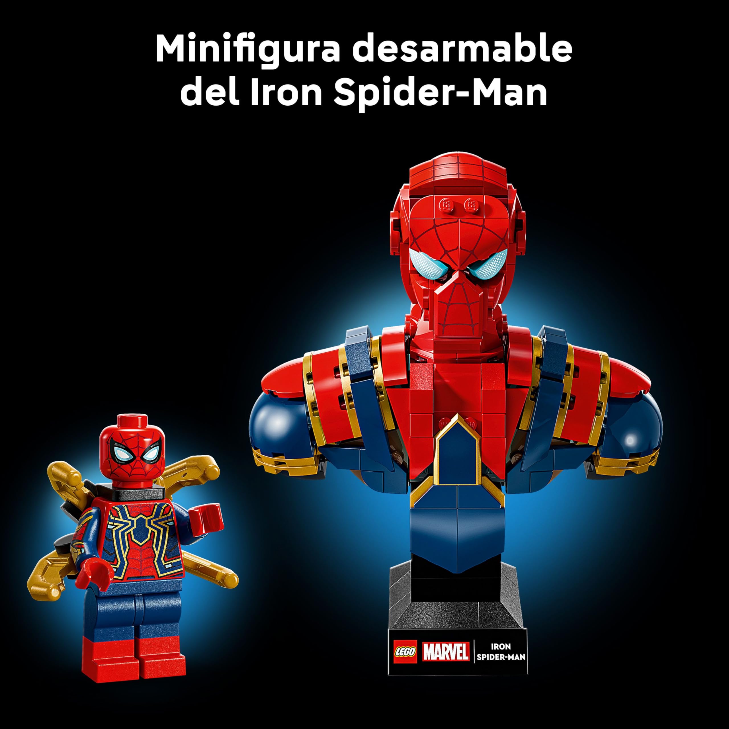 LEGO Marvel Busto de Iron Spider-Man - Maqueta para Adultos de Figura de Superhéroe con 2 Brazos Móviles, Cabeza Giratoria y Minifigura - Regalo de la Colección Vengadores para Hombres y Mujeres 76326