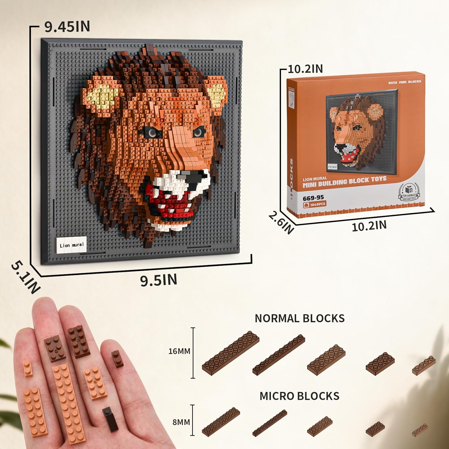 BNG Wall Art Lion Building Blocks Sets(1849PCS),A Wall Decor Set for Adults Who Love Creative Hobbies-Gift Toy for Adults - Image 3