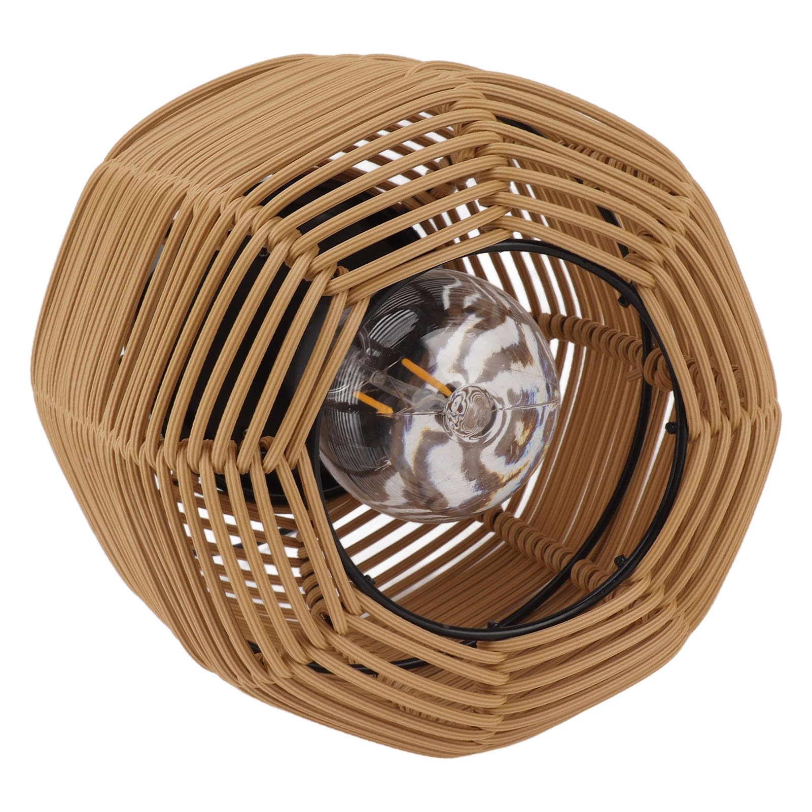 Lanterna Solare In Rattan Di Bambù Intrecciato - Lampada Sospensione Per Esterni, Giardino, Portico, Con Pannello IP44